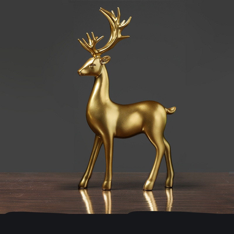 LuxeNest™ - Golden Deer Resin Sculpture for Elegant Home Decor