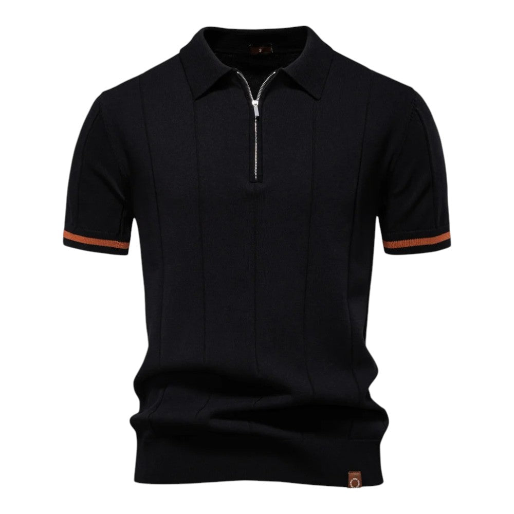 Men's Stretch Viscose Polo Shirt with Knit Texture