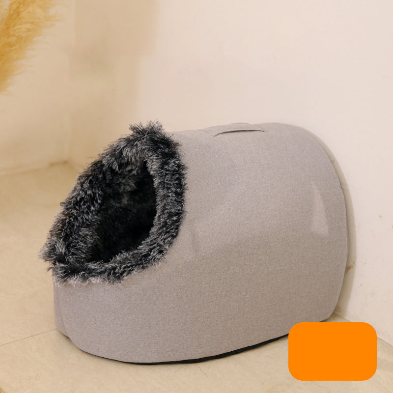Cozy Winter Pet Cave Bed for Small Dogs and Cats
