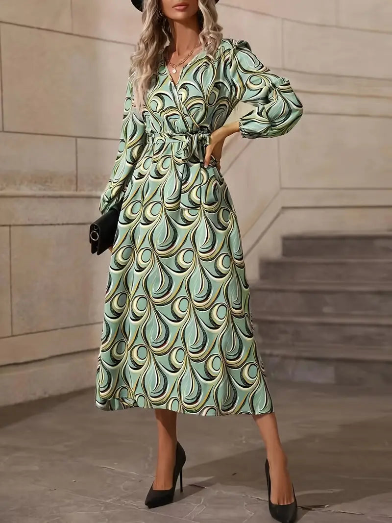 Elegant Wrap Neck Dress