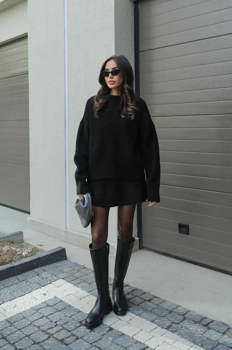 Chic Knit Sweater & Mini Skirt Set for Cozy Fall Style