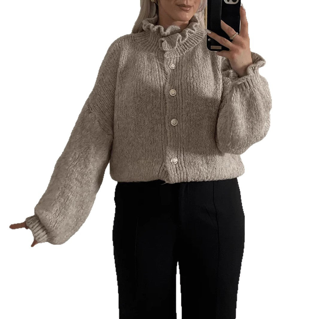 Chic Women's Button-Up Cardigan with Stylish Collar