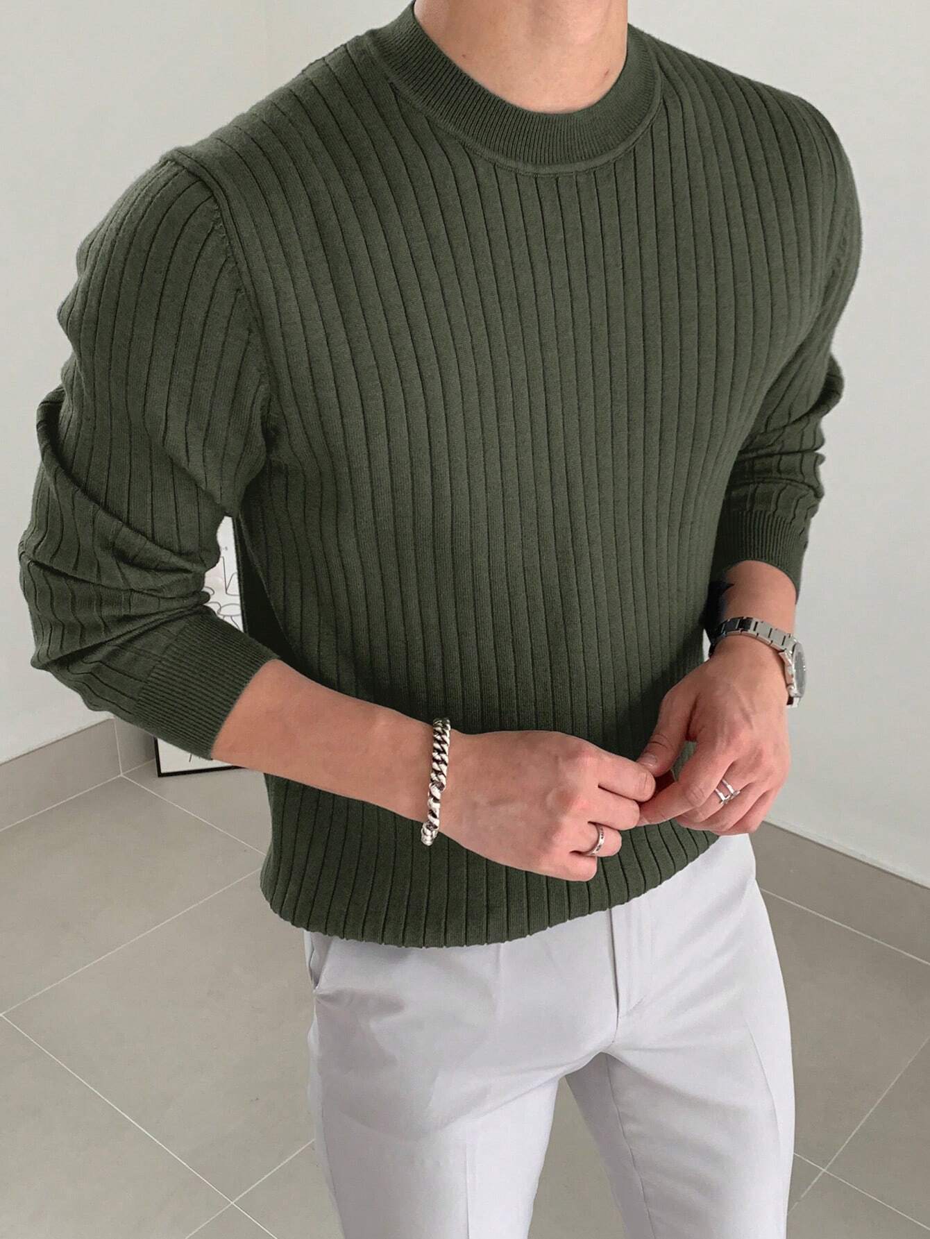 Cozy Knit Sweater for Men Soft Warm Casual Pullover