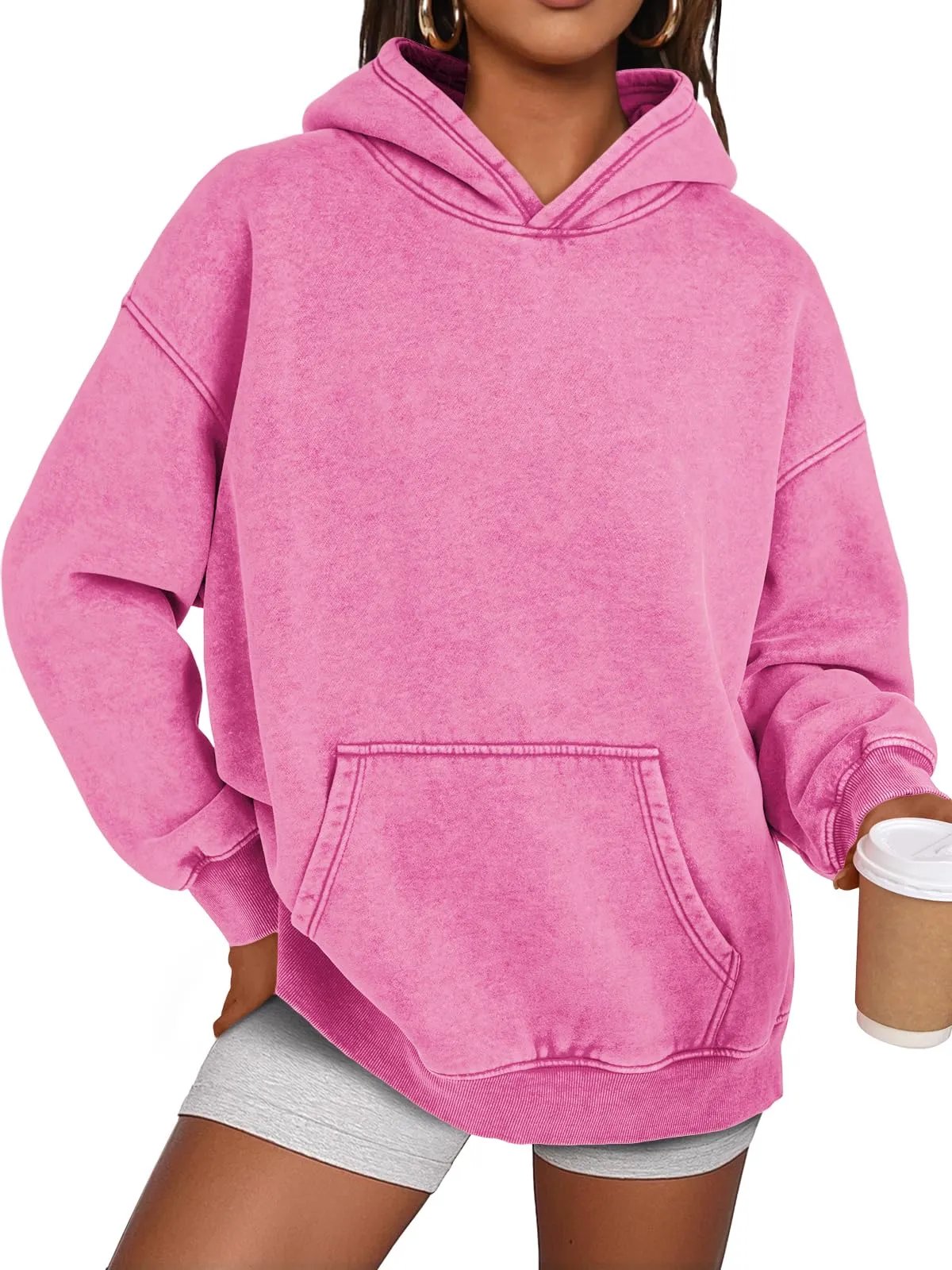 Oversized Acid Wash Hoodie Pullover