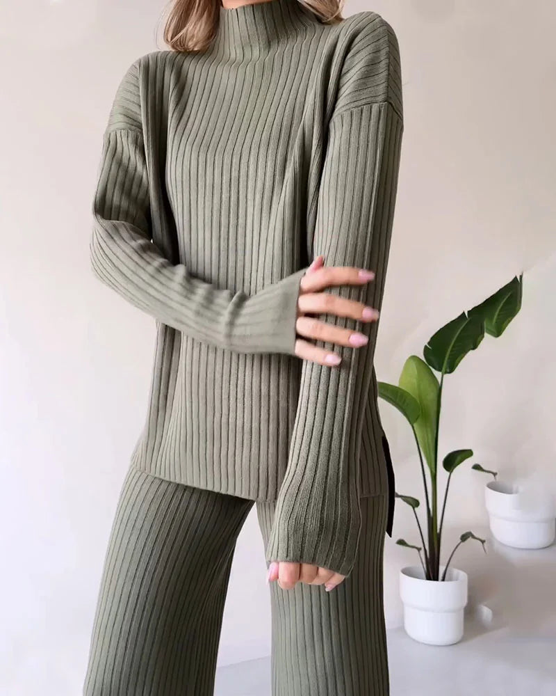 Chic Slit Two-Piece Set for Effortless Casual Style