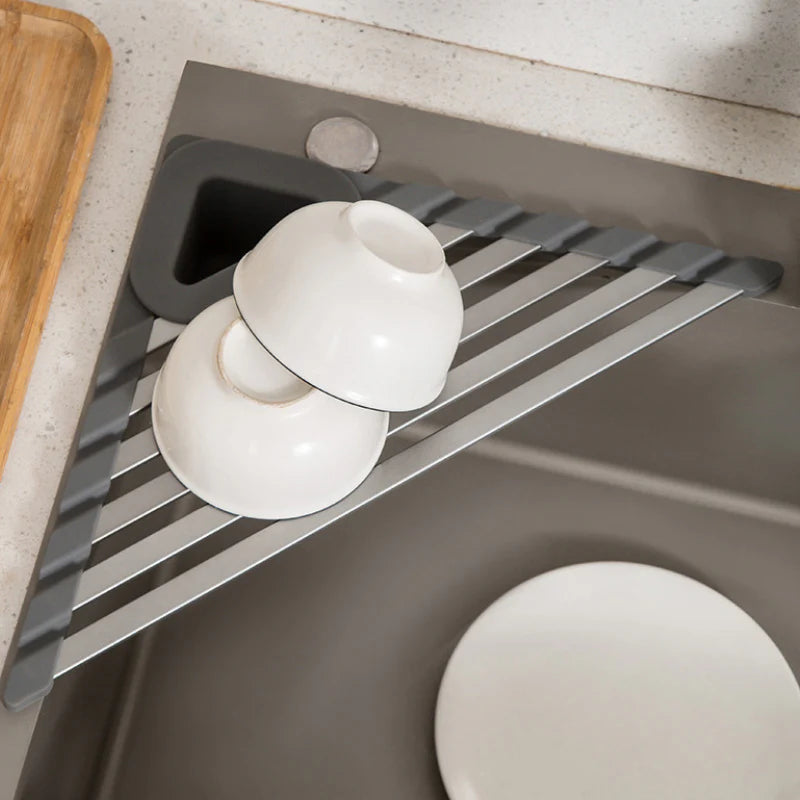RackMate™ Triangular Dish Drying Rack for Kitchen Organization