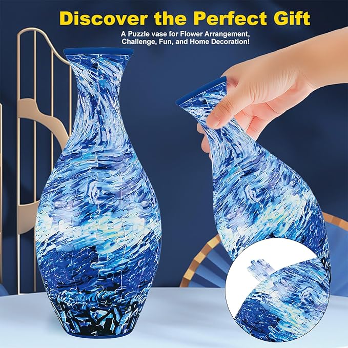 3D Floral Jigsaw Puzzle Vase Decor