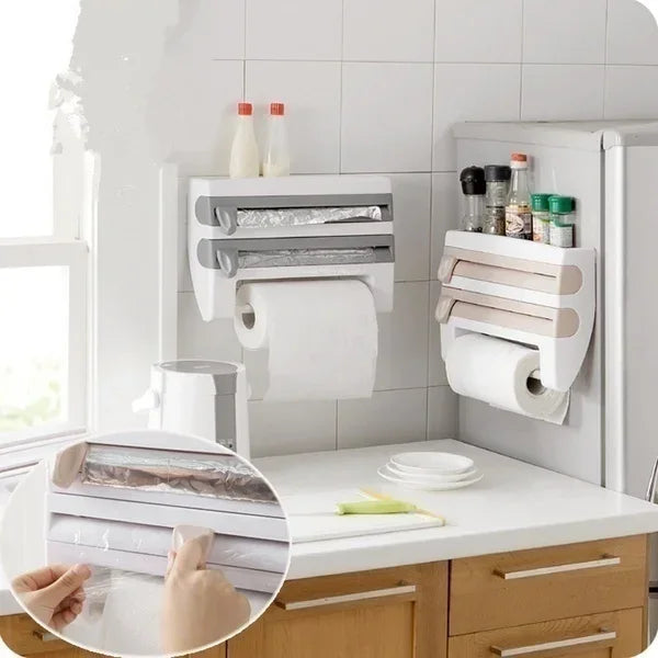 VelaWrap™ - Wall-Mounted Kitchen Wrap Dispenser & Spice Rack