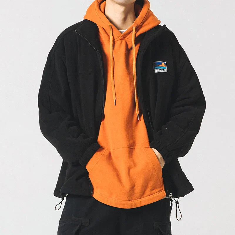 Men’s Lightweight Cotton Jacket with Stand-Up Collar and Zipper