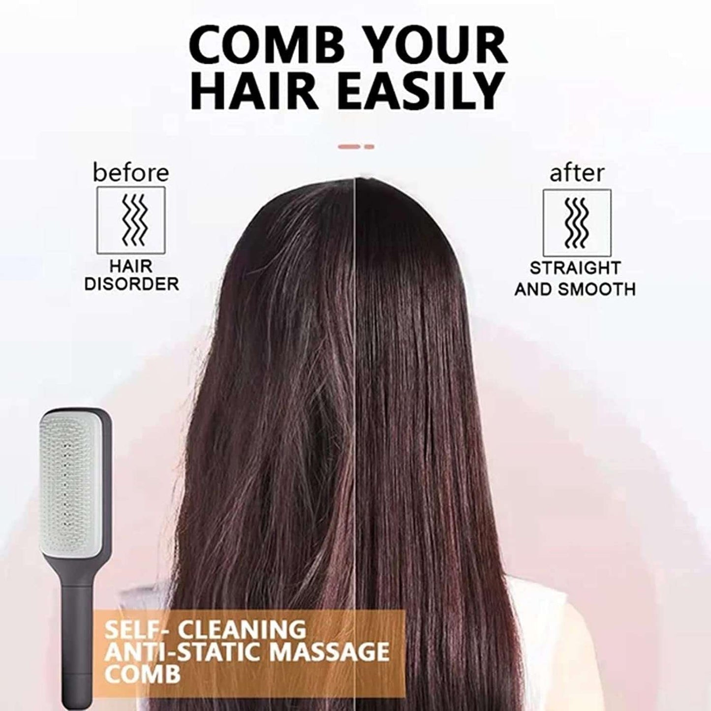 4-in-1 Self-Cleaning Anti-Static Hair Brush and Scalp Massager