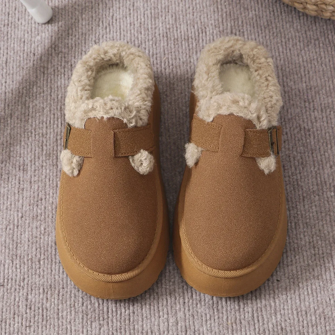 Cozy Women's Fur-Lined Slippers with Adjustable Platform
