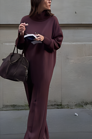 Women's Turtleneck Sweatshirt Set - Cozy Two-Piece Loungewear