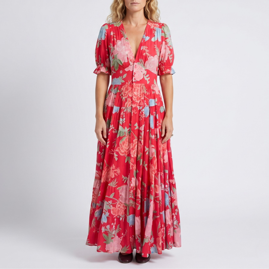 Minelda™ - Elegant Floral V-Neck Dress