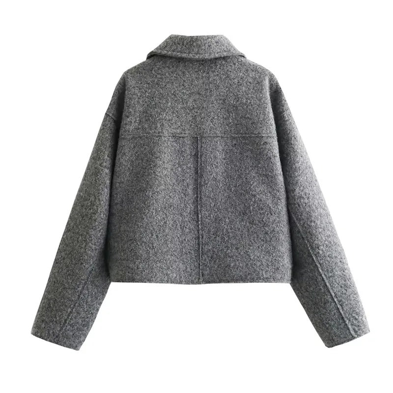 Chic Autumn Winter Cropped Wool Coat