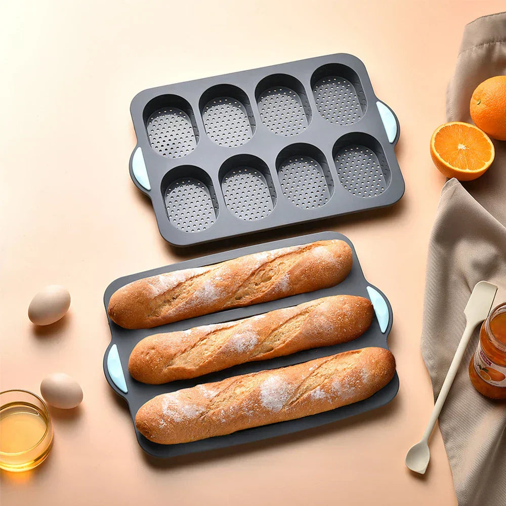 CrustyBake™ - Non-Stick Silicone Baguette Baking Mold for Perfect Loaves