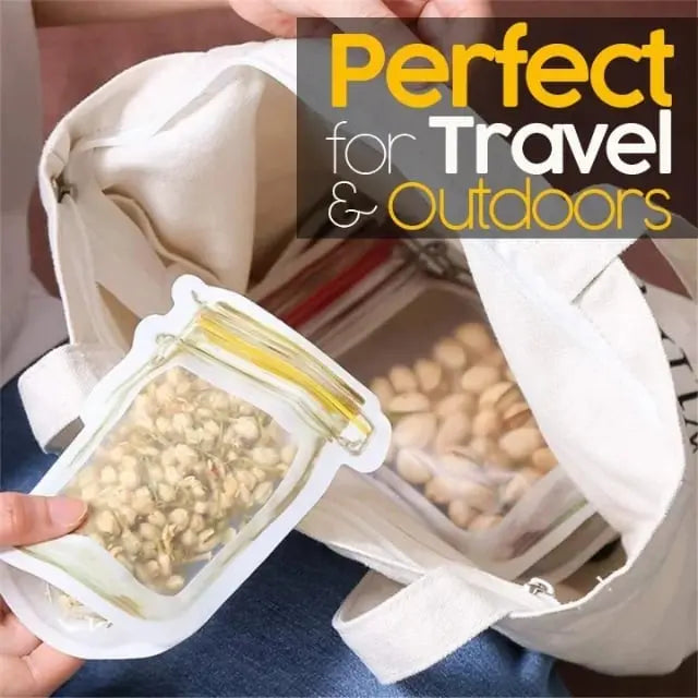Reusable Mason Jar Style Ziplock Bags Leak-Proof Storage Pouches