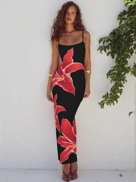 Flowy Long Floral Print Dress