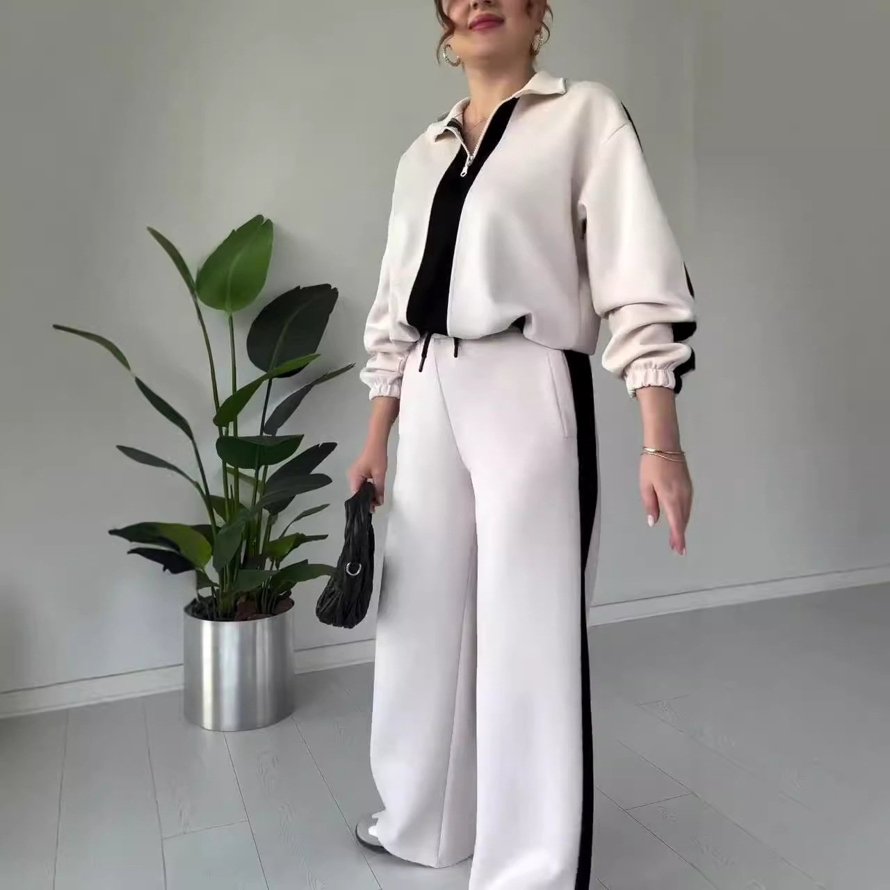 ChicEase™ - Women's Zipper Lapel 2-Piece Set