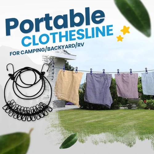 Portable Clothesline with Clips for Camping and Outdoor Use