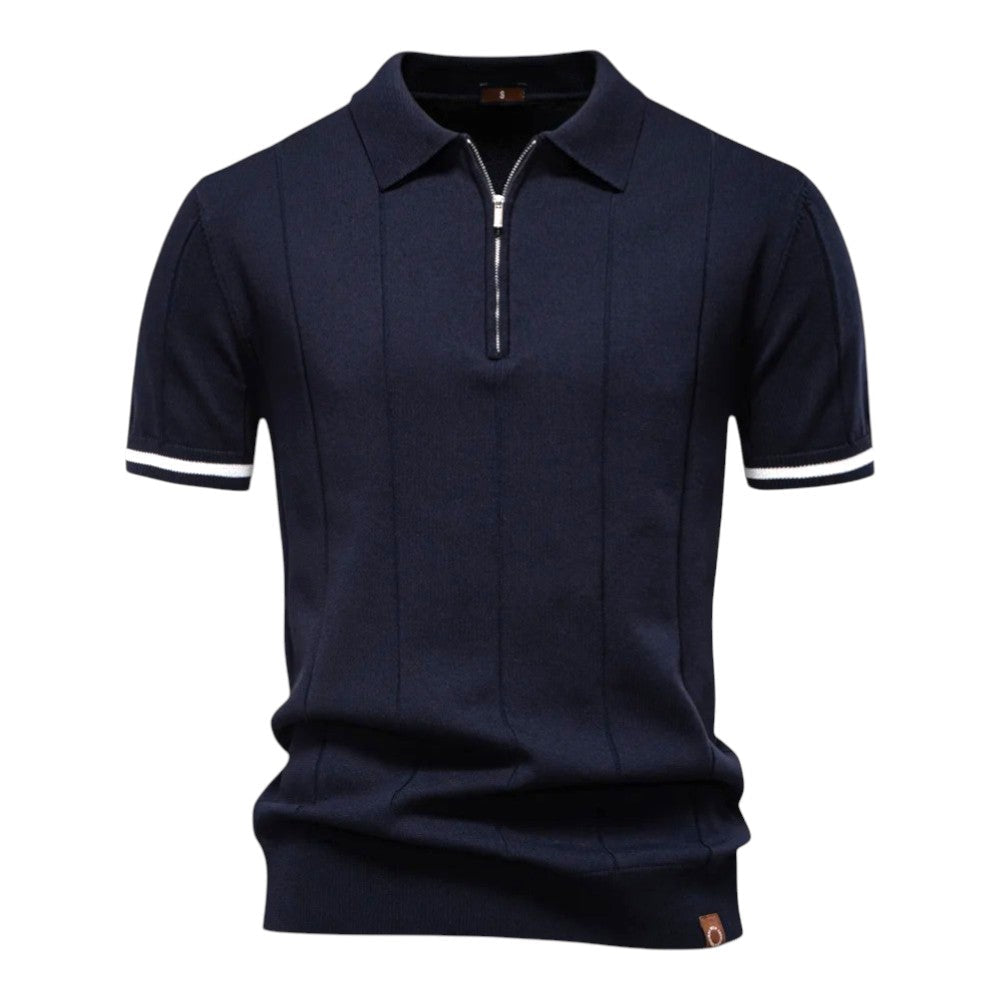Men's Stretch Viscose Polo Shirt with Knit Texture
