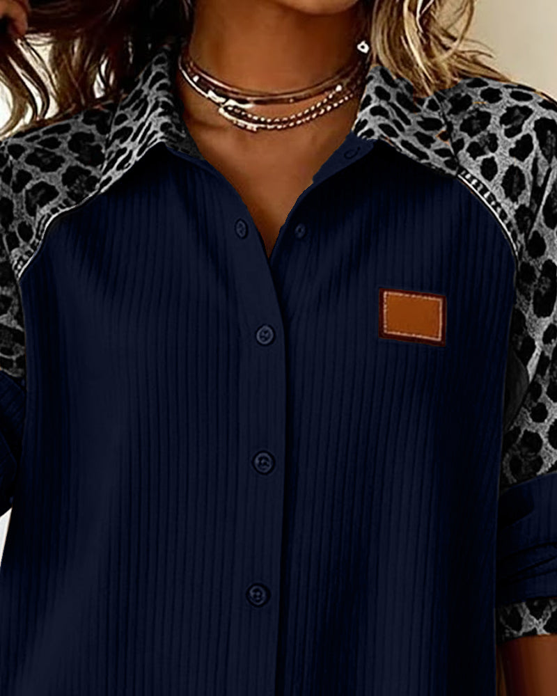 Casual Shirt with Animal Print Sleeves