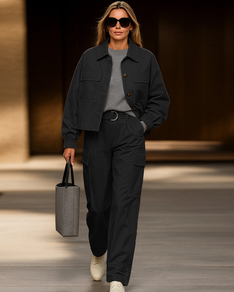 Modern Utility Cargo Jacket and Pants Set