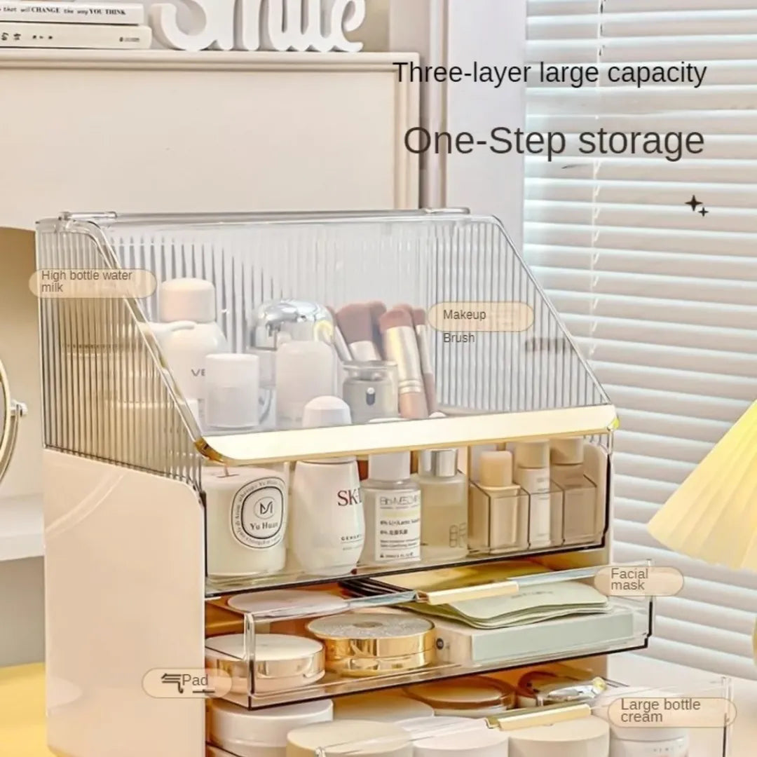 GlamEase™ - Dustproof Large Capacity Makeup Organizer Box