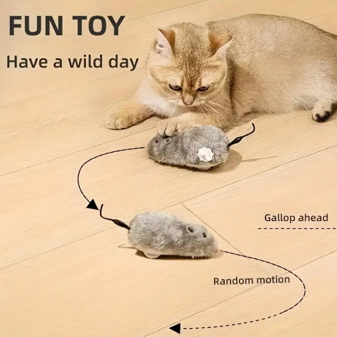Interactive Wind-Up Running Rat Toy for Pets and Kids