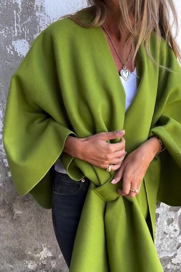 Cozy Loose V Neck Shawl Cape Jacket