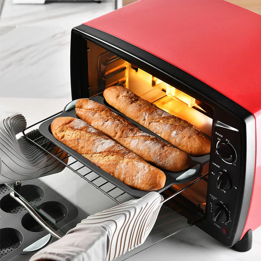 CrustyBake™ - Non-Stick Silicone Baguette Baking Mold for Perfect Loaves