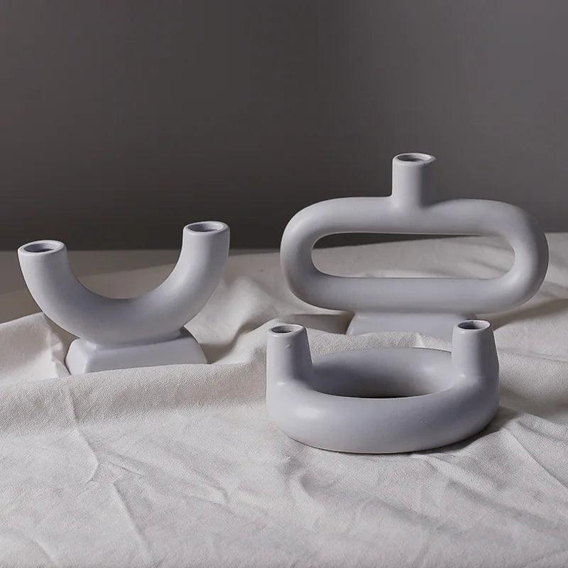 Minimalist Scandinavian Iron and Glass Candle Holder Vase