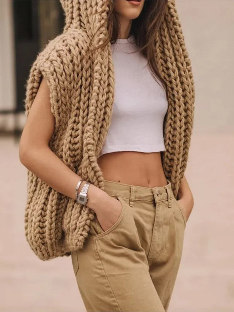 Adriana™ - Sleeveless Loose Knit Women’s Cardigan