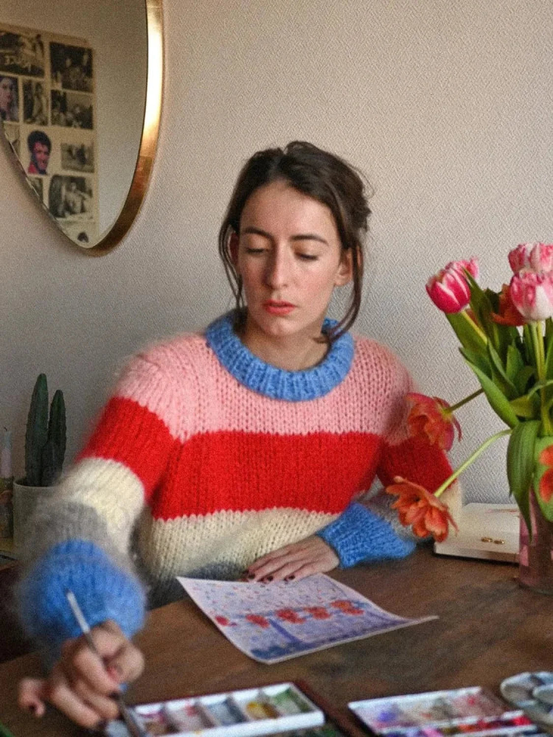 Colorful Striped Knit Pullover Sweater for Casual Chic Looks