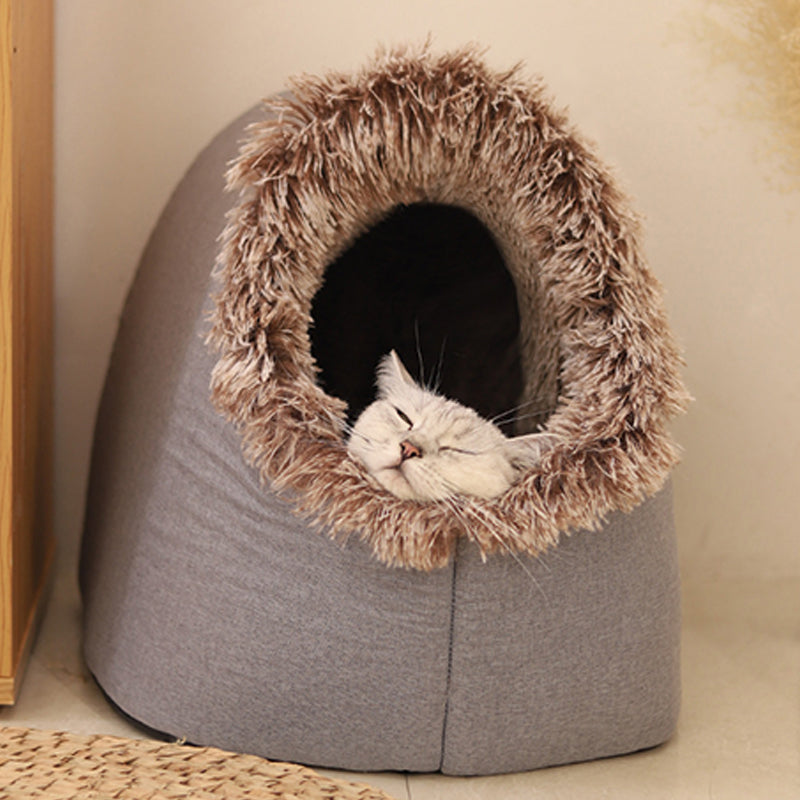 Cozy Winter Pet Cave Bed for Small Dogs and Cats