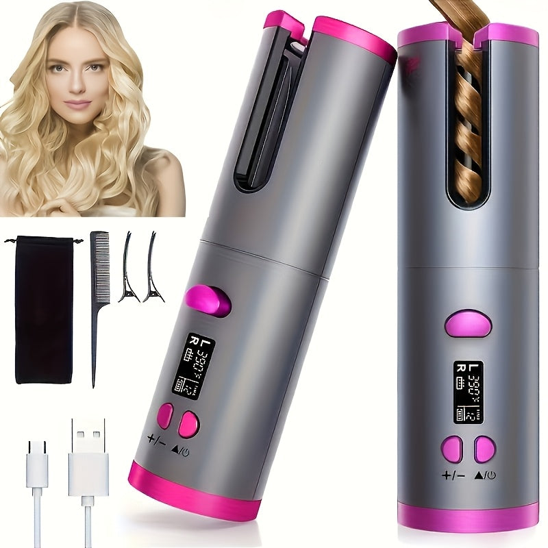 CurlFree™ Rechargeable Portable Hair Curler Wand with Auto-Off Safety