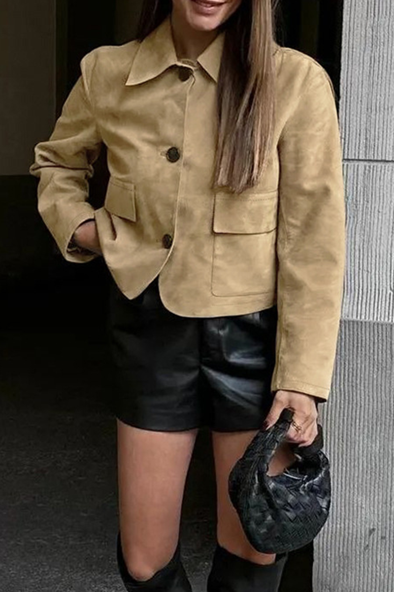 Casual Button-Up Turndown Collar Jacket