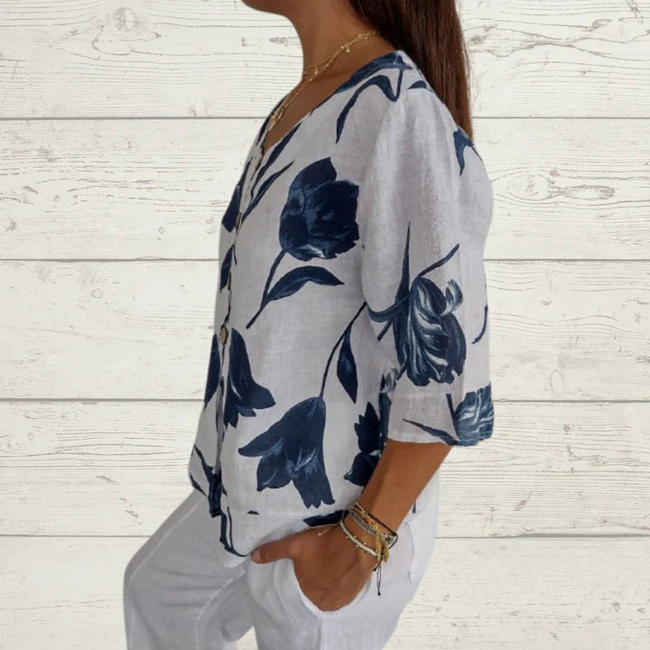 V-Neck Printed Tunic Top