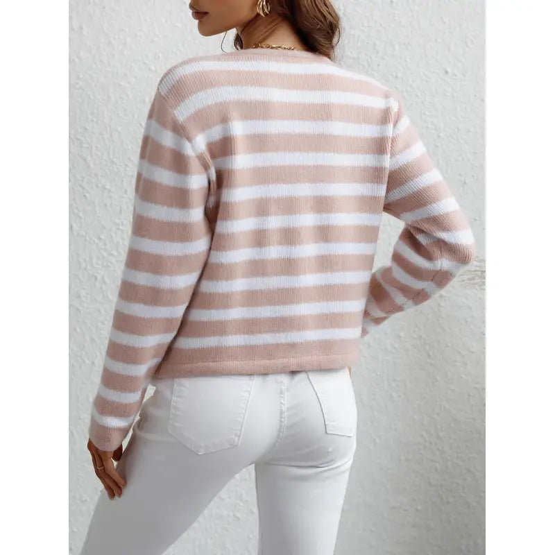 Cozy Knit Sweater with Button Closure and Side Pockets