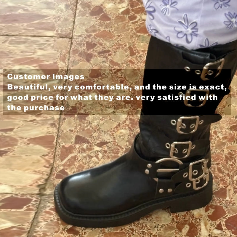 Edgy Low Heel Punk Gothic Rock Boots