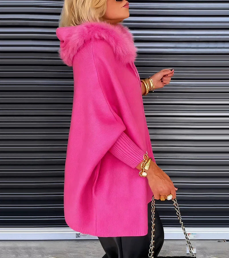 Casual Hooded Coat with Luxurious Fur Collar