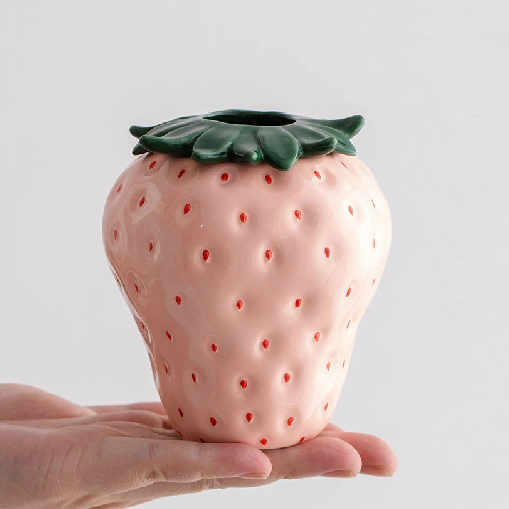 Handcrafted Ceramic Strawberry Vase