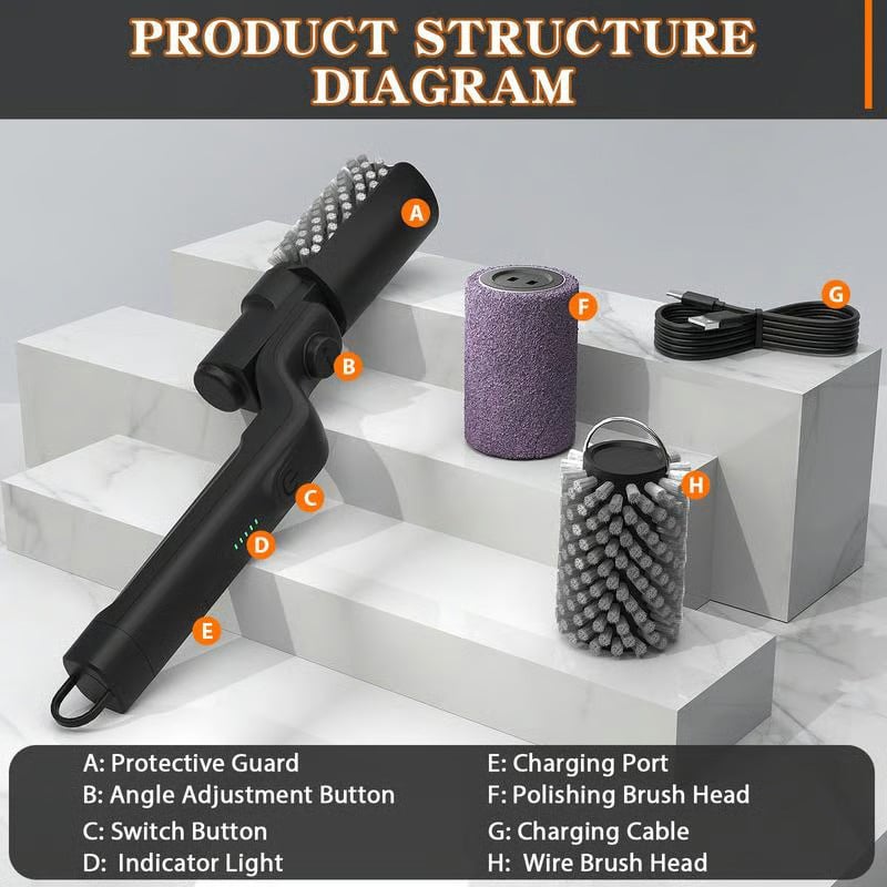 GrillPro™ - Cordless Electric BBQ Brush with Adjustable Angle