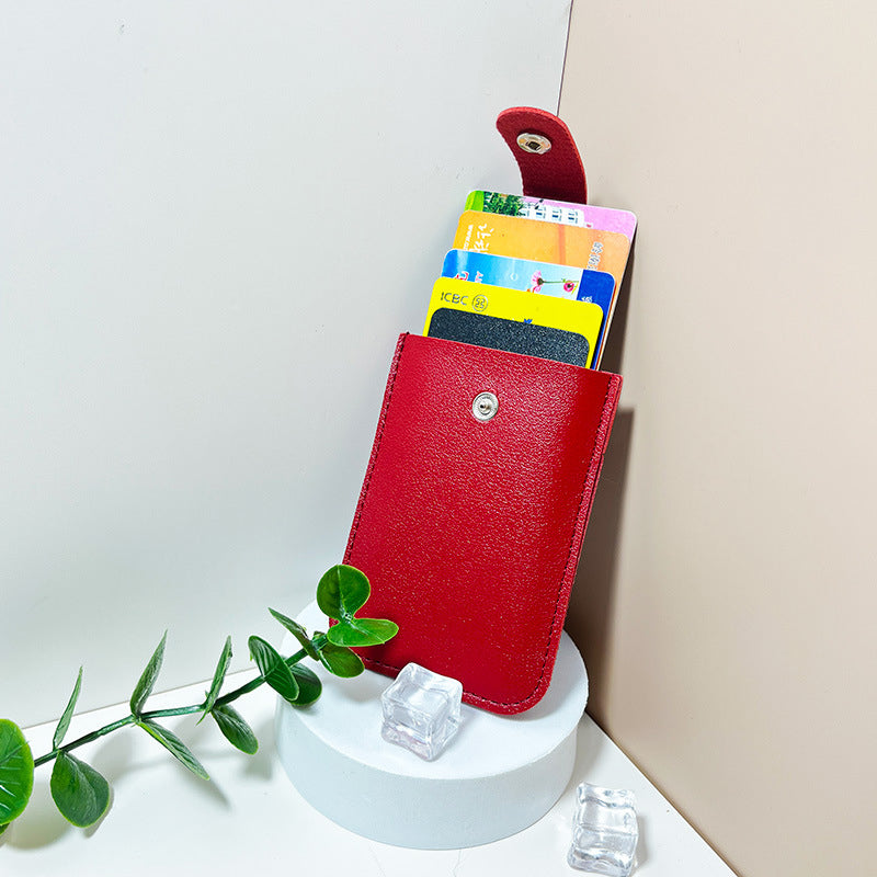 Slim Minimalist PU Leather Card Holder for Women