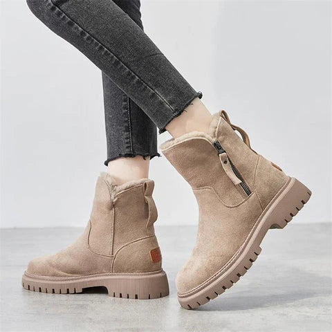 Chic Suede Effect Ankle Boots with Cozy Fur Lining