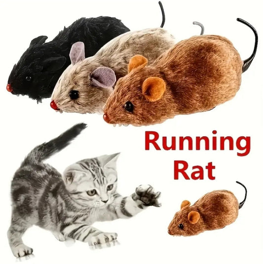 Interactive Wind-Up Running Rat Toy for Pets and Kids
