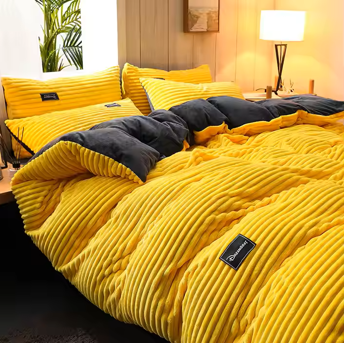Restavia™ - Velvet Coral Fleece Duvet Cover with Pillowcases