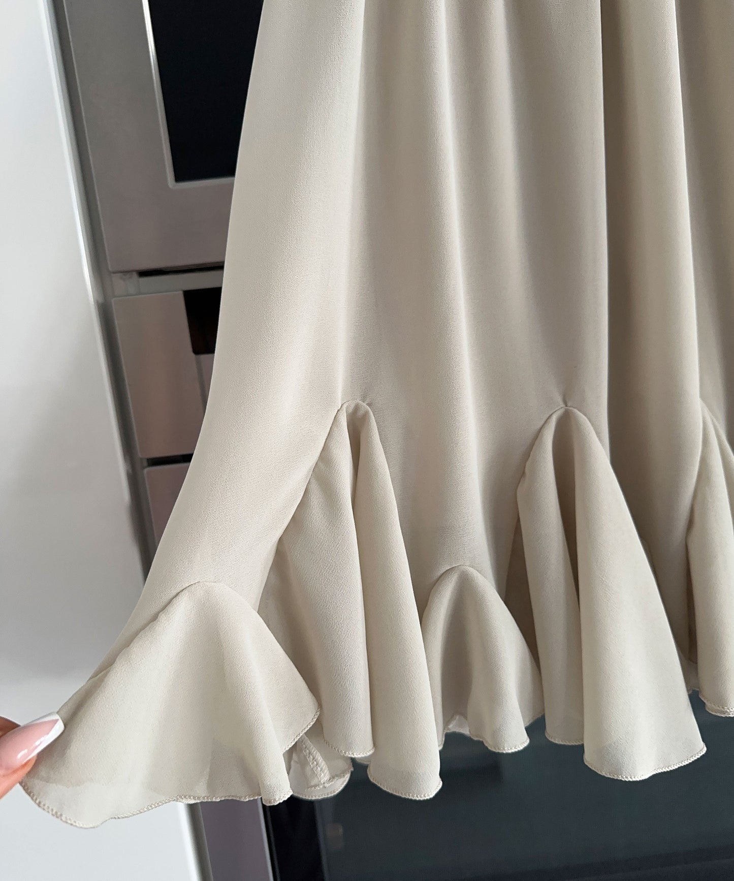 Chic Beige Rocker-Inspired Dress
