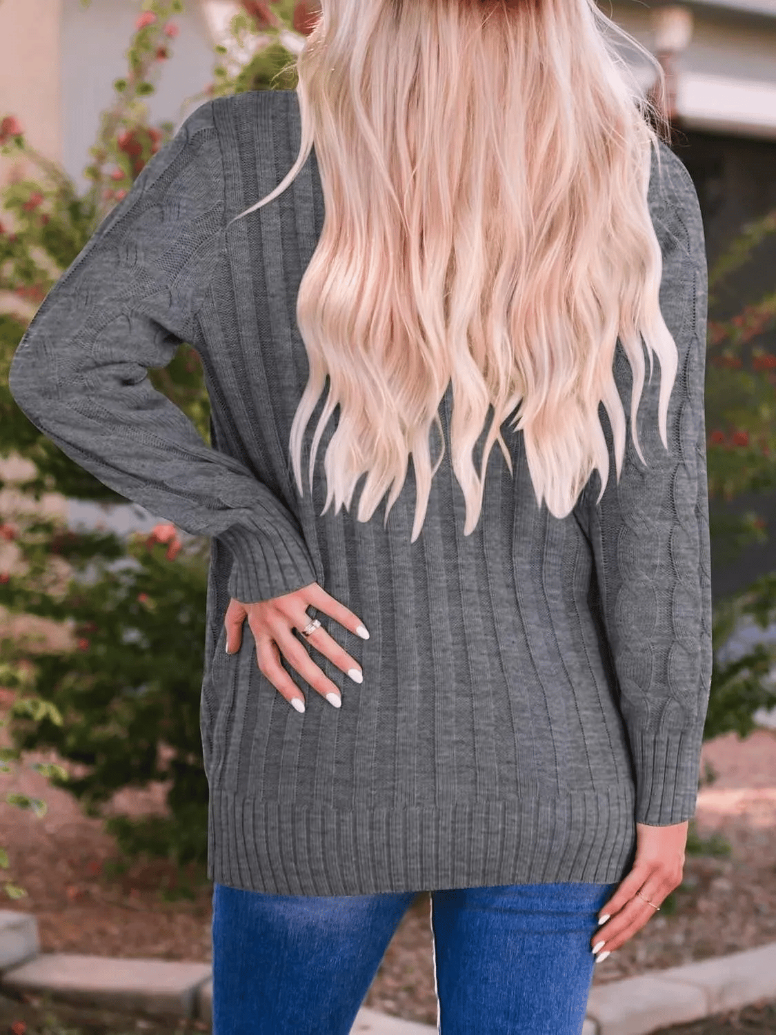 Cable Knit Open Front Cardigan