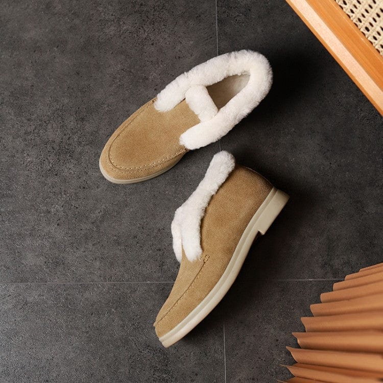 Cozy Suede Fur Lined Slip-On Ankle Boots