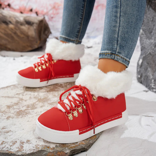 Cozy Wool Lace-Up Winter Boots for Women